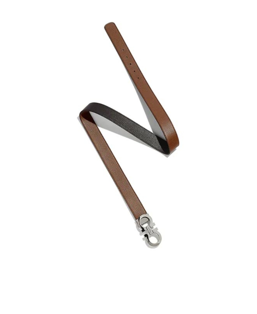 Ferragamo Gancini Buckle Double-sided Belt In Black