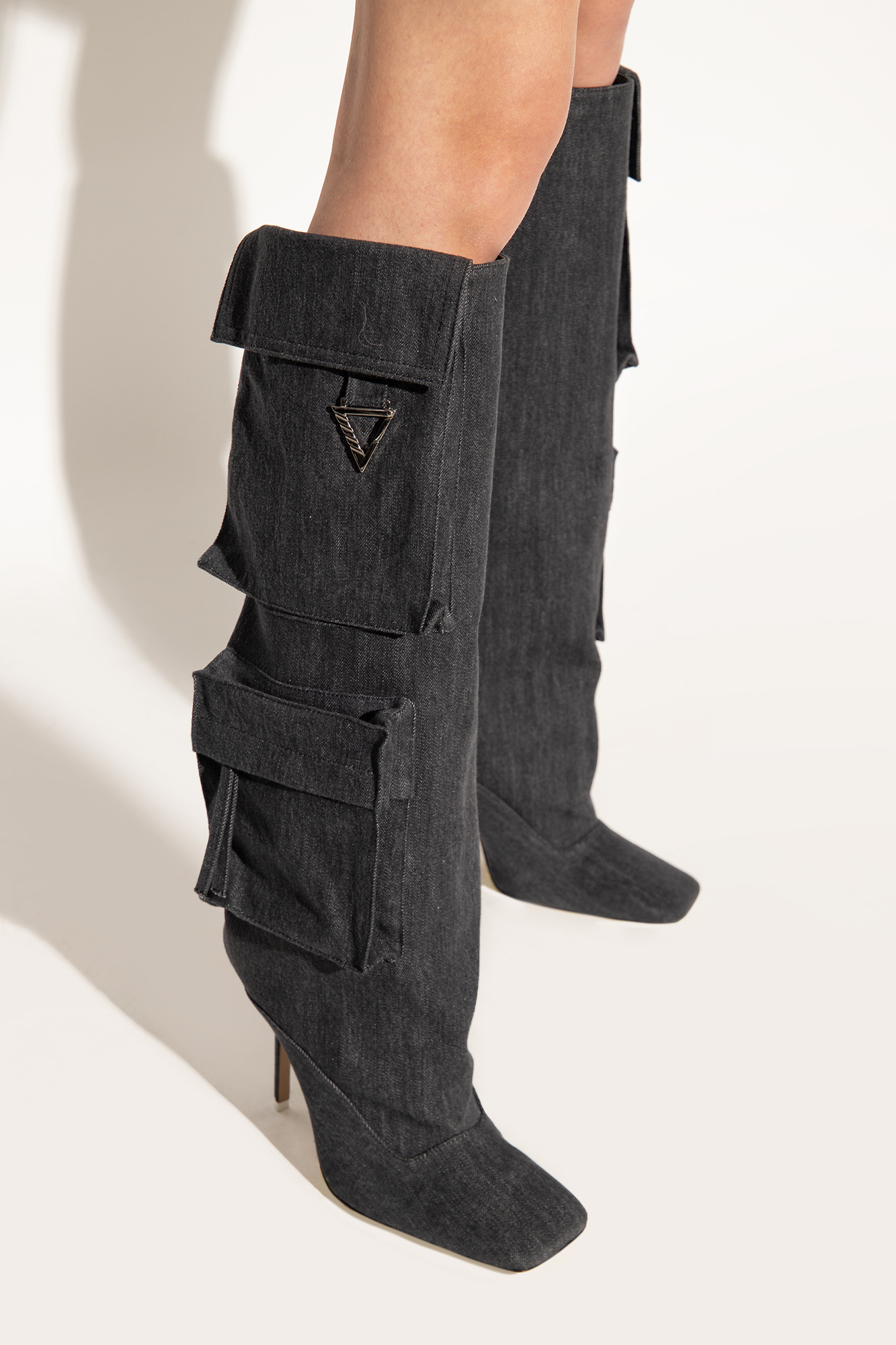Shop Attico Sienna 105mm Denim Boots In Black