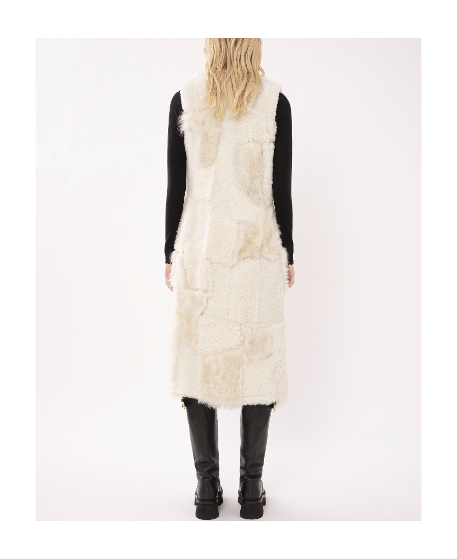 Chloé Shearling Patchwork Sleeveless Gilet In White