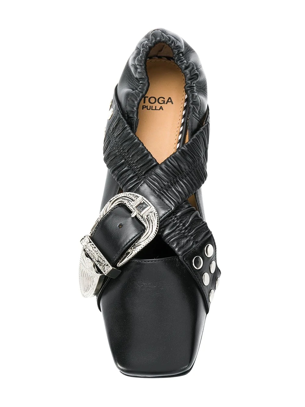 Toga Pulla Leather Slip-on With Bow Flat In Black