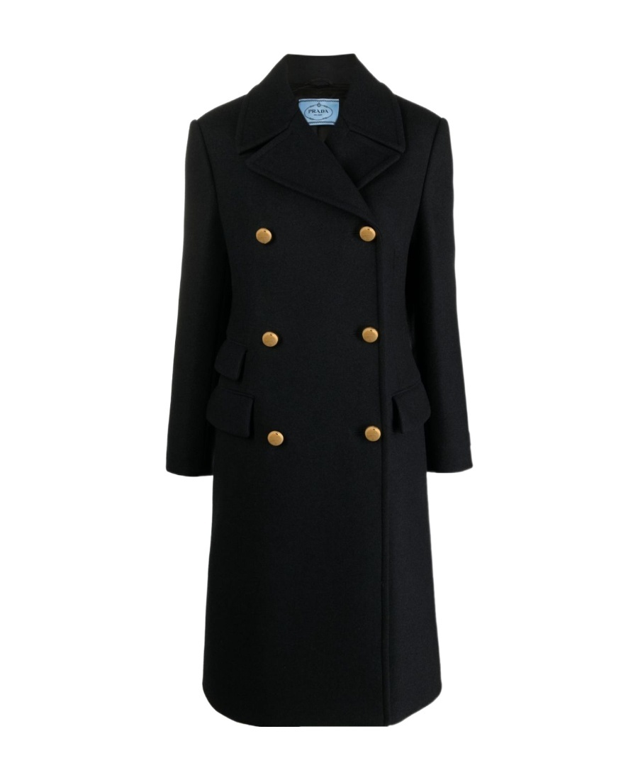 Prada Double-breasted Wool Coat In Blue