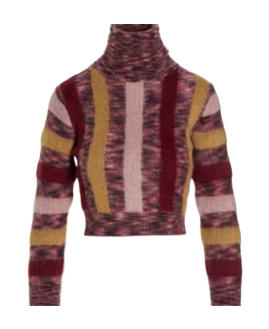 Shop Dsquared2 Striped Roll-neck Crop Jumper In Red