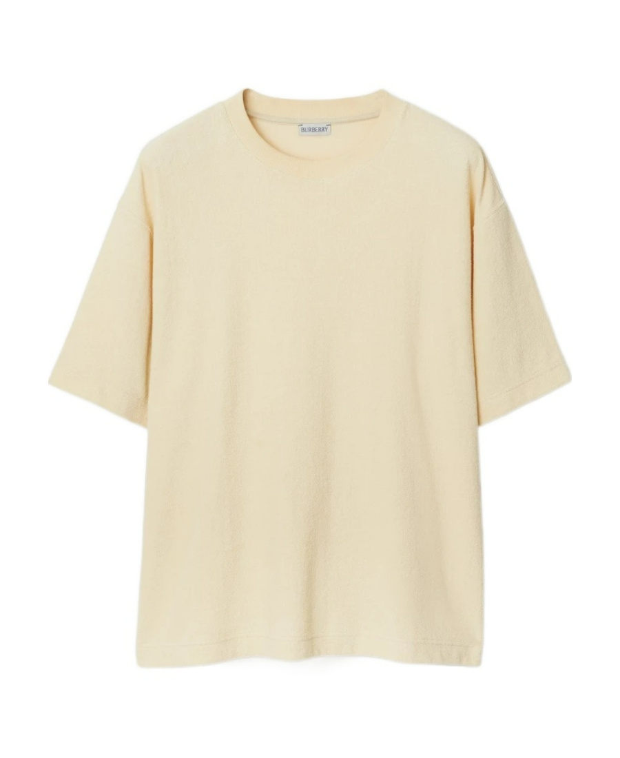Burberry Logo Embroidered Cotton T-shirt In Nude