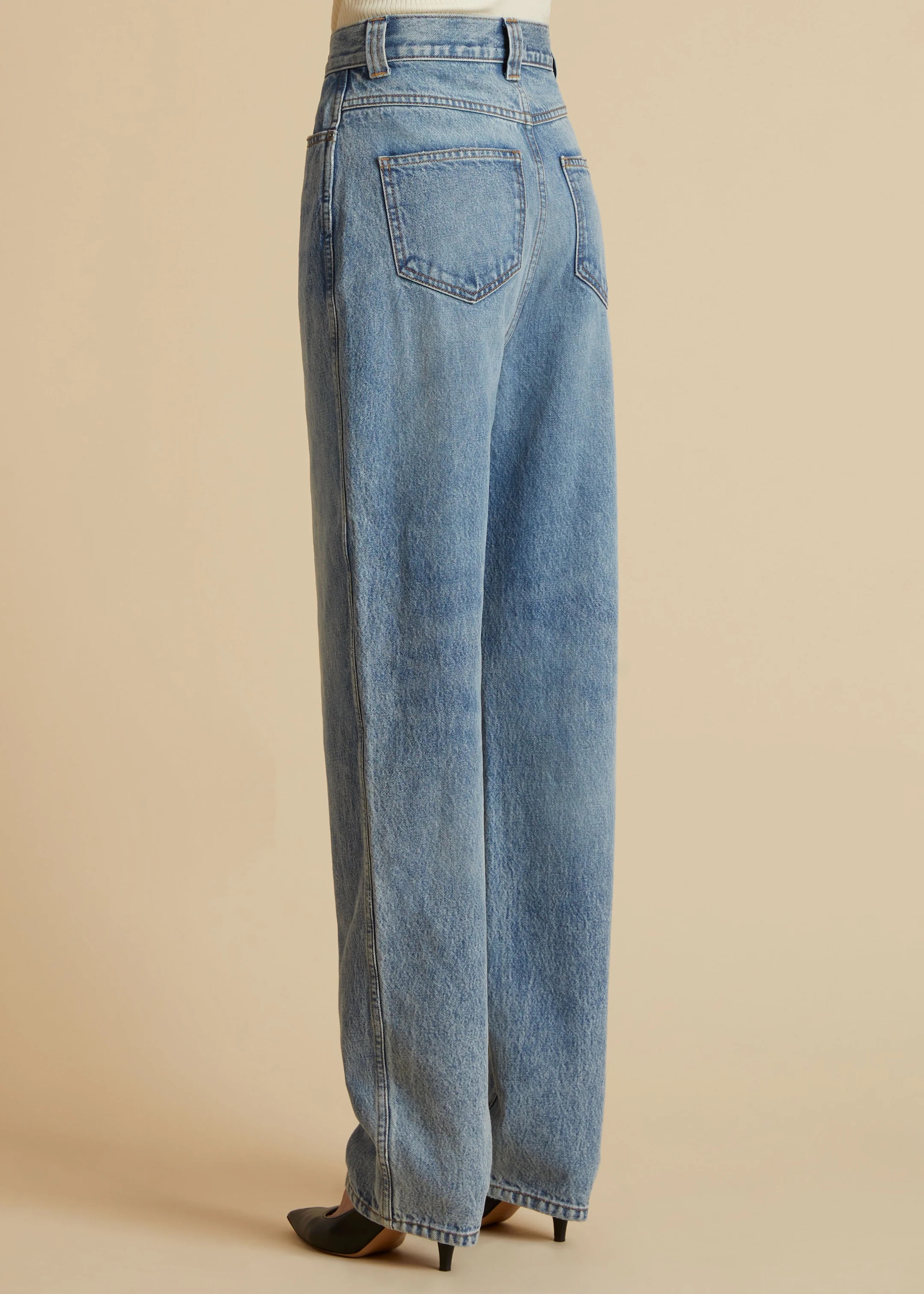 Khaite Albi High-rise Tapered Jeans In Blue