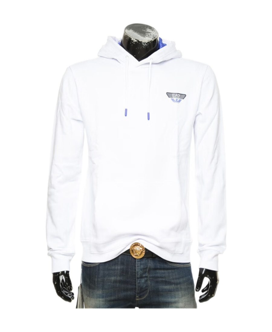 Ea7 Logo Hooded Sweater In White