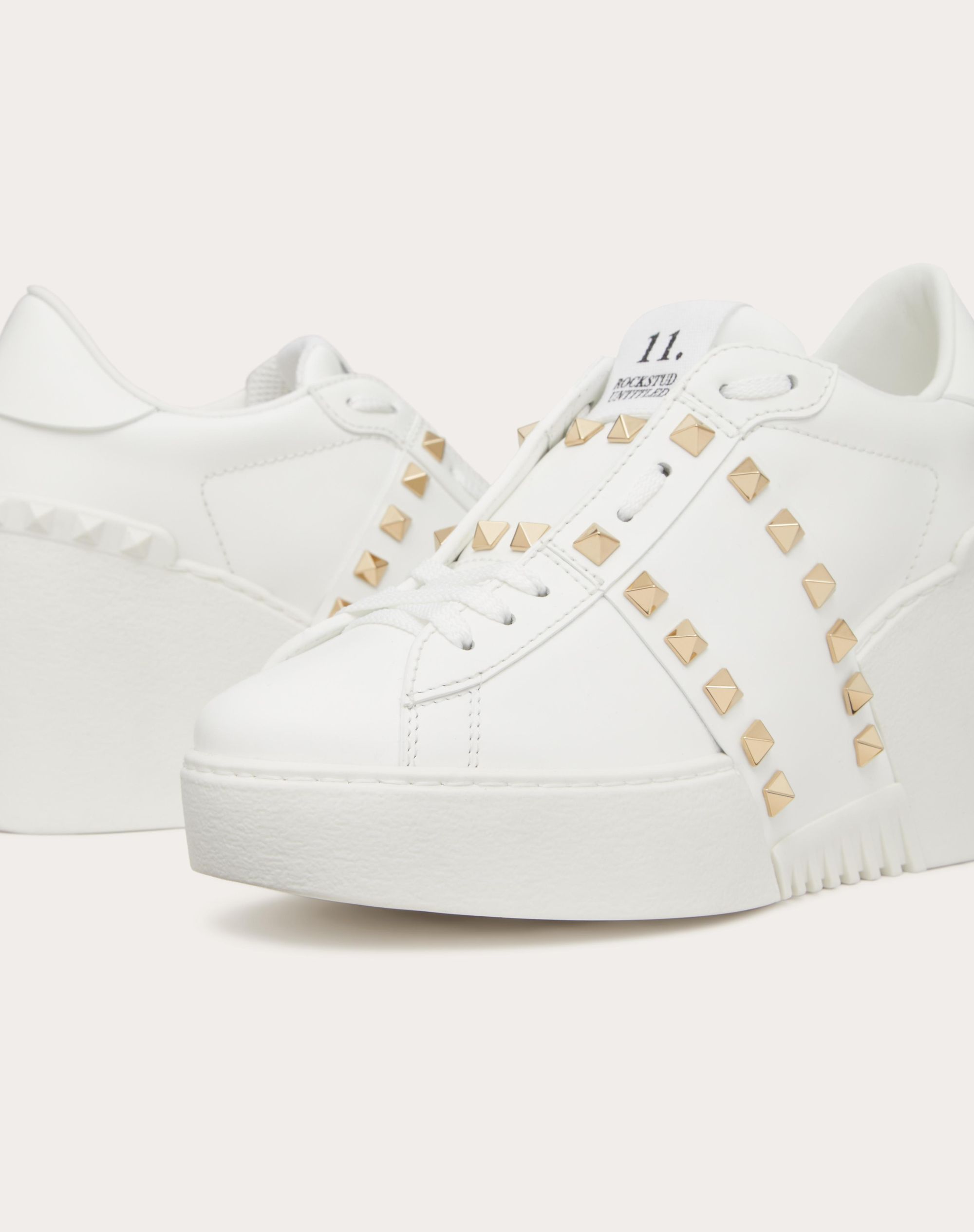 Valentino Open Disco 85mm Wedge Sneakers In White