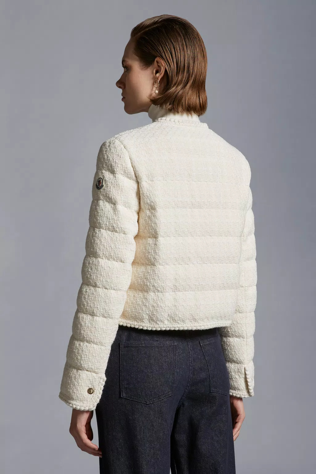 Moncler Eliadi Tweed Padded Jacket In White