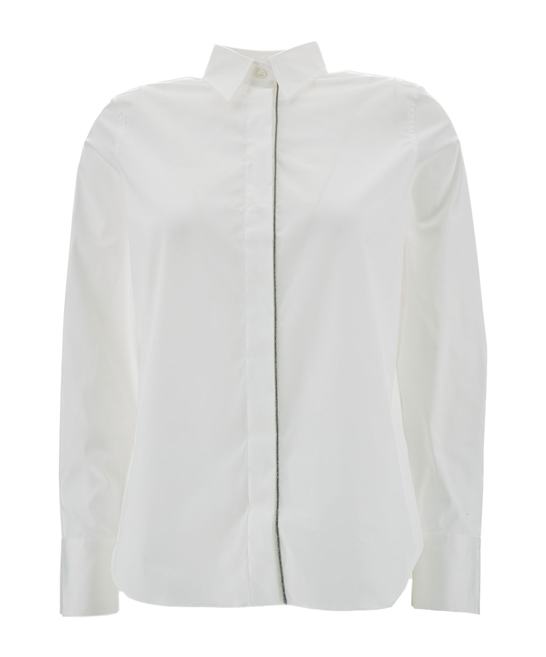 Shop Brunello Cucinelli Beaded-trim Poplin Shirt In White
