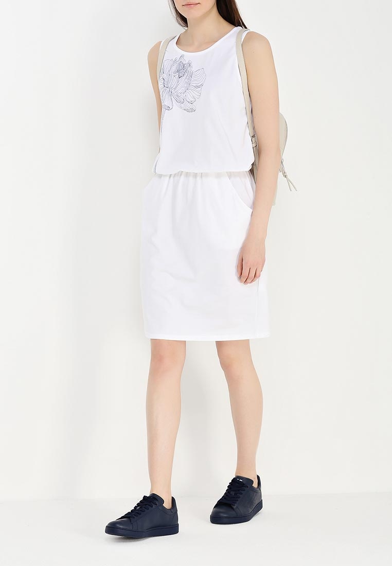 Armani Jeans Sleeveless Printed Dress In White