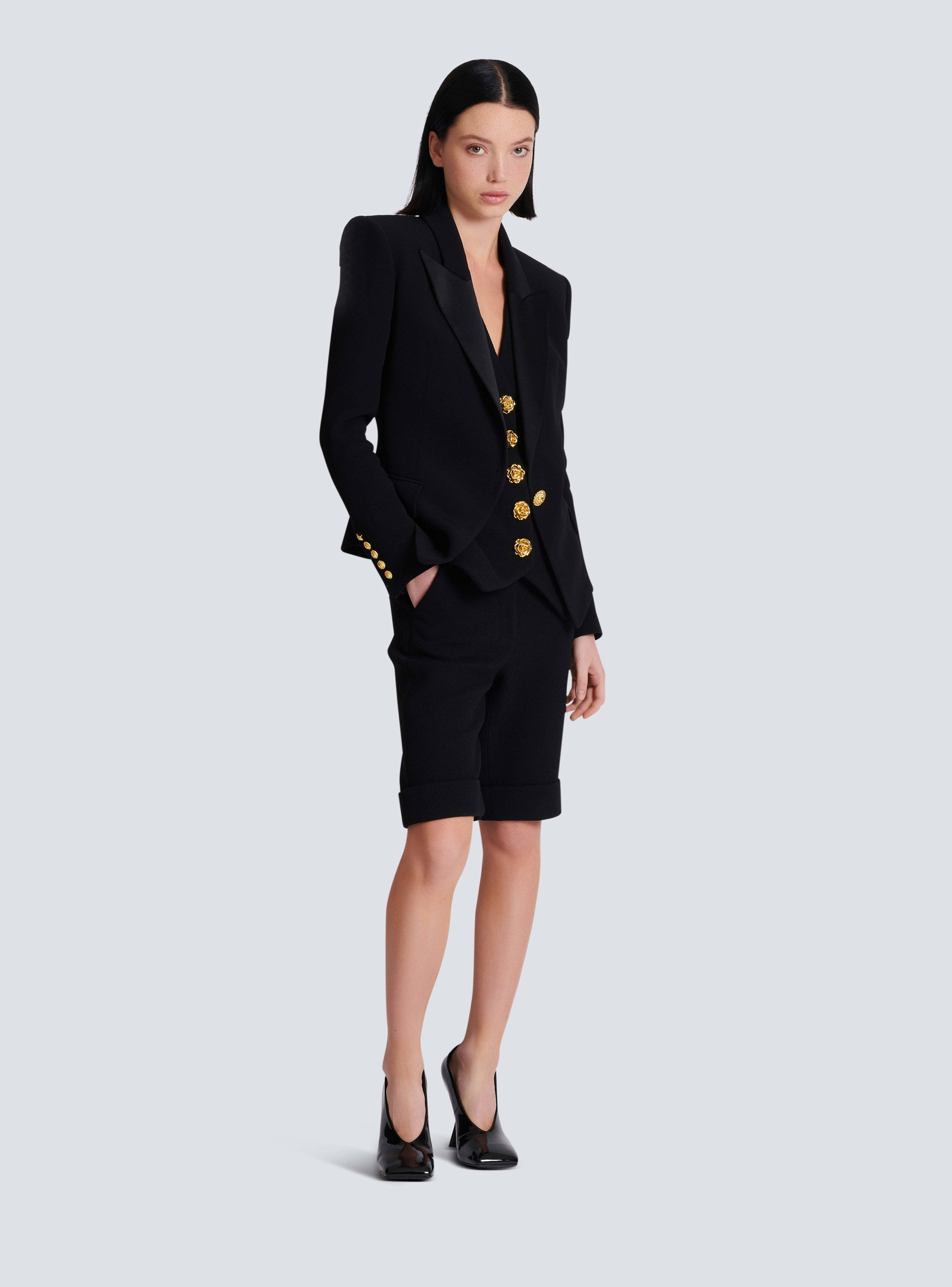 Balmain Cotton-blend Single-breasted Blazer In Black