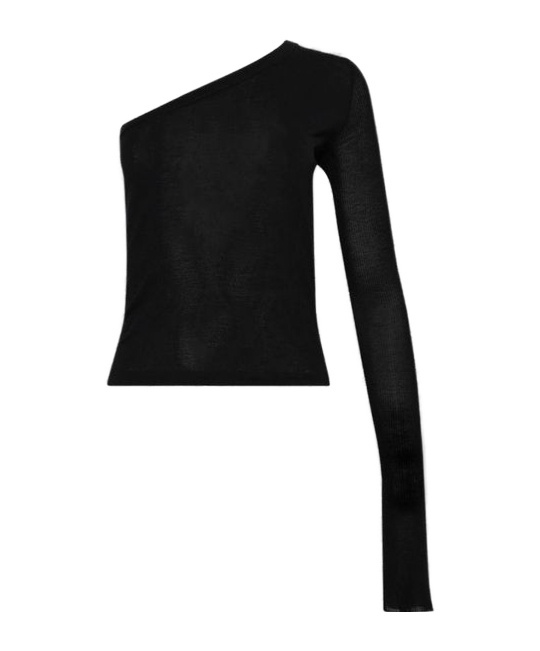 Rick Owens Concordians Ziggy Off Shoulder T-shirt In Black