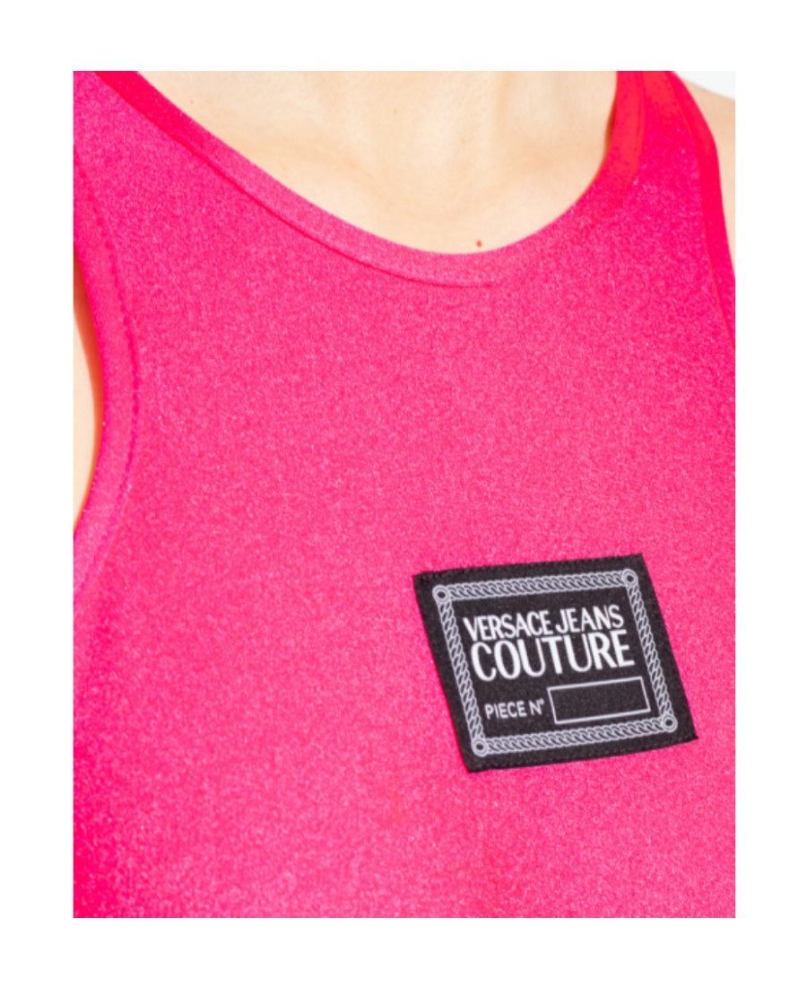 Versace Jeans Logo-patch Sleeveless Body In Pink