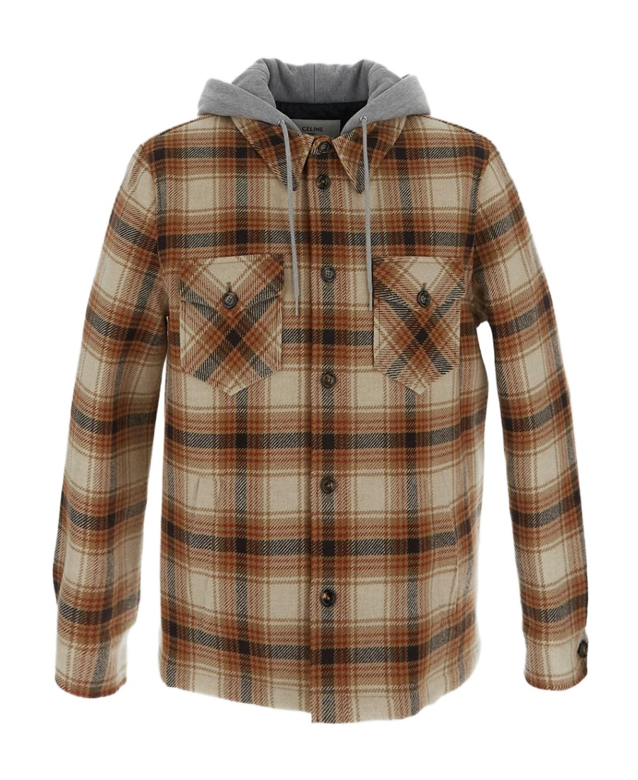 Celine Long-sleeved Hooded Casual Jacket In Brown