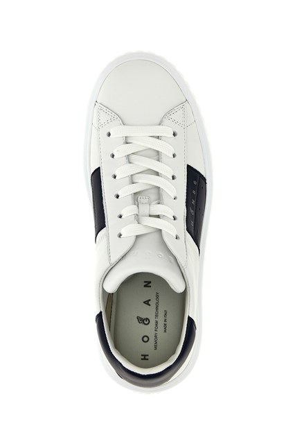 Hogan Panelled Design Calf Leather Sneakers With Chunky Sole In White