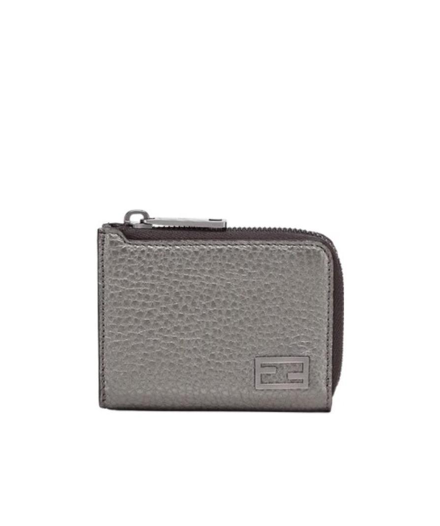Fendi Logo Card Bag In Gray
