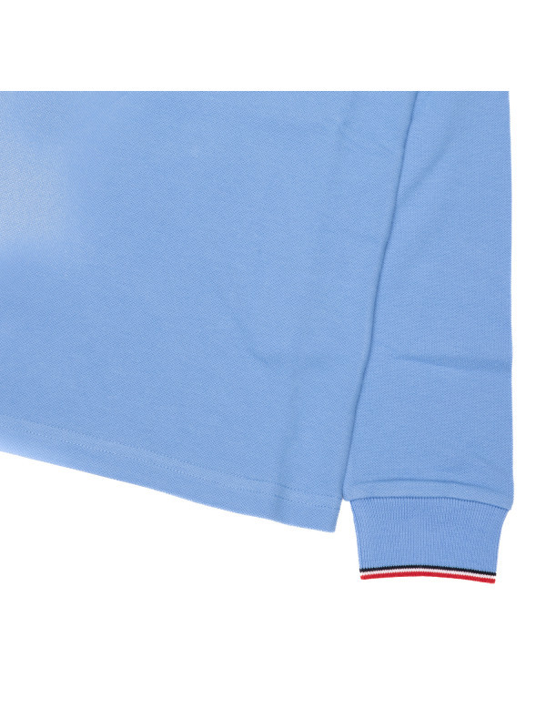 Moncler Long-sleeved Polo Shirt In Blue