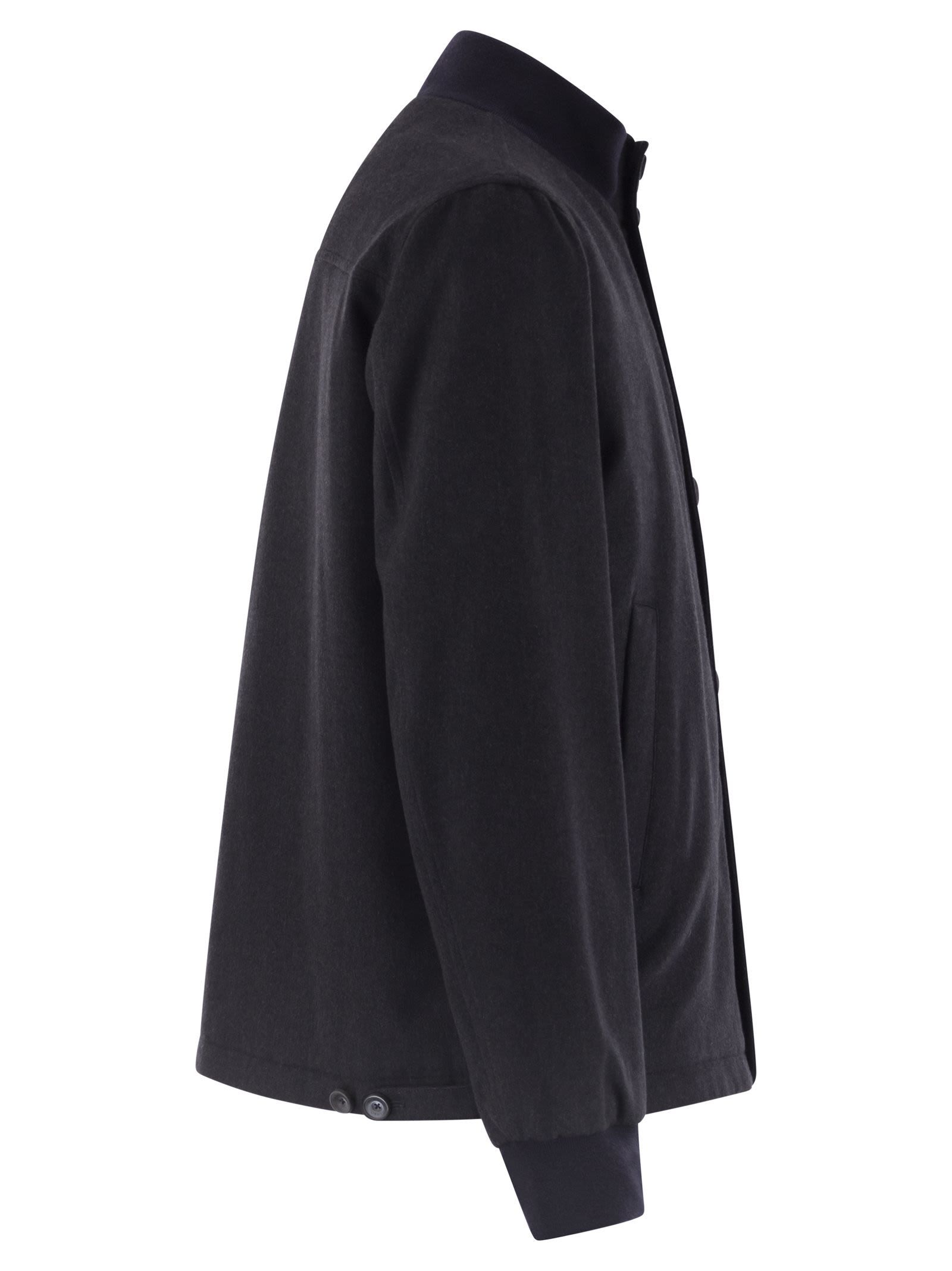 Herno Men Silk And Cashmere Bomber Jacket In Black