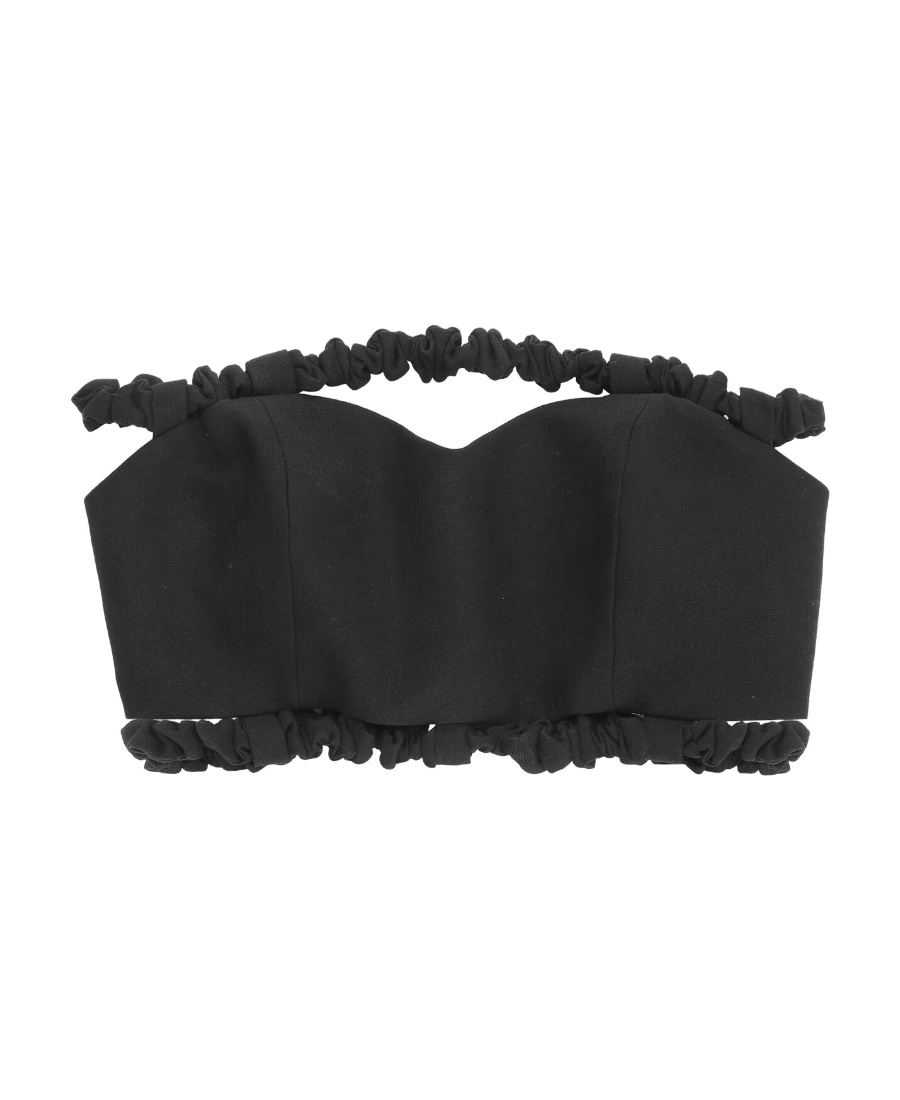 Ganni Bandeau Strapless Crop Top In Black