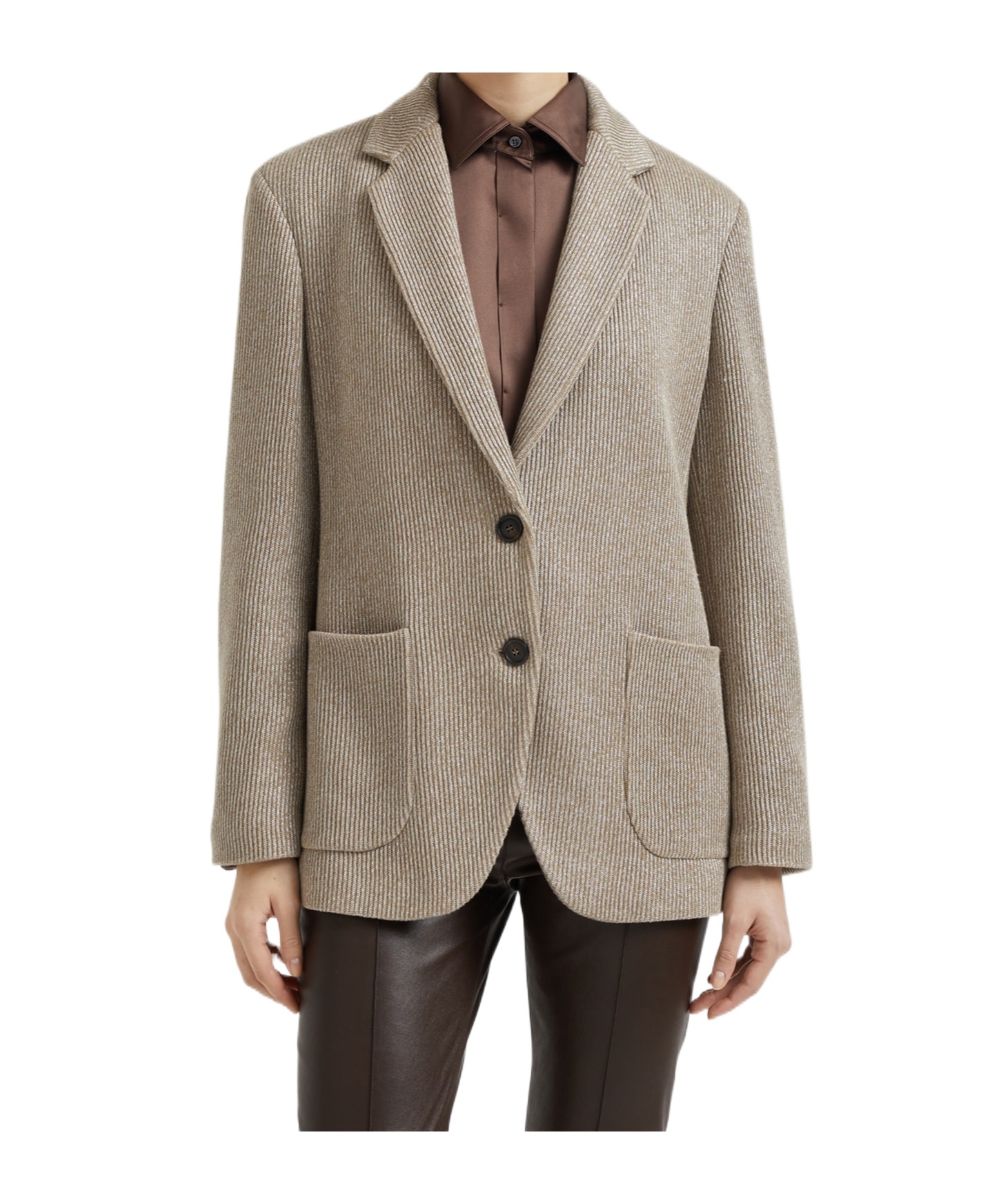 Brunello Cucinelli Sparkling Ribbed Lurex Jacket With Peaked Lapels