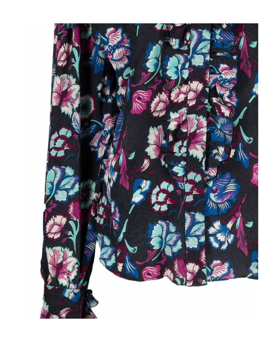 Shop Isabel Marant Floral-print Silk Blouse In Black