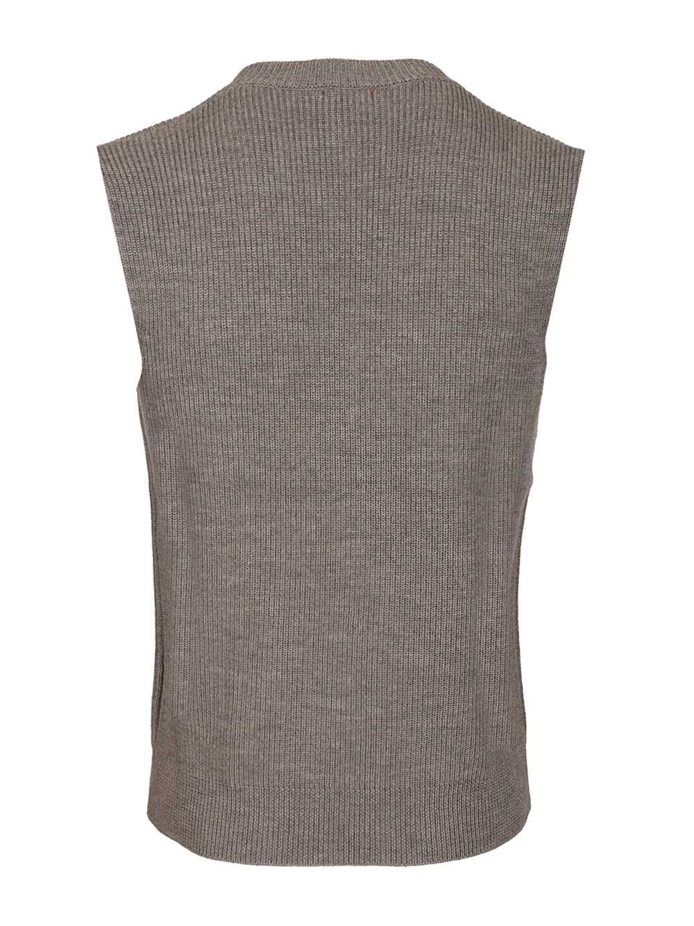 Barena Venezia V-neck Wool Sweater Vest In Gray