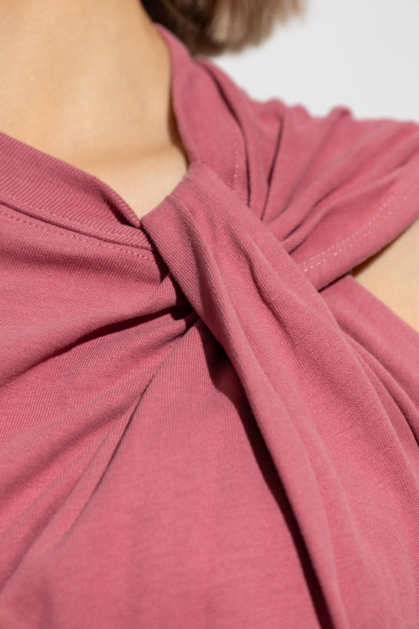 Isabel Marant Front Bow Crewneck Top With Knot Detail In Pink