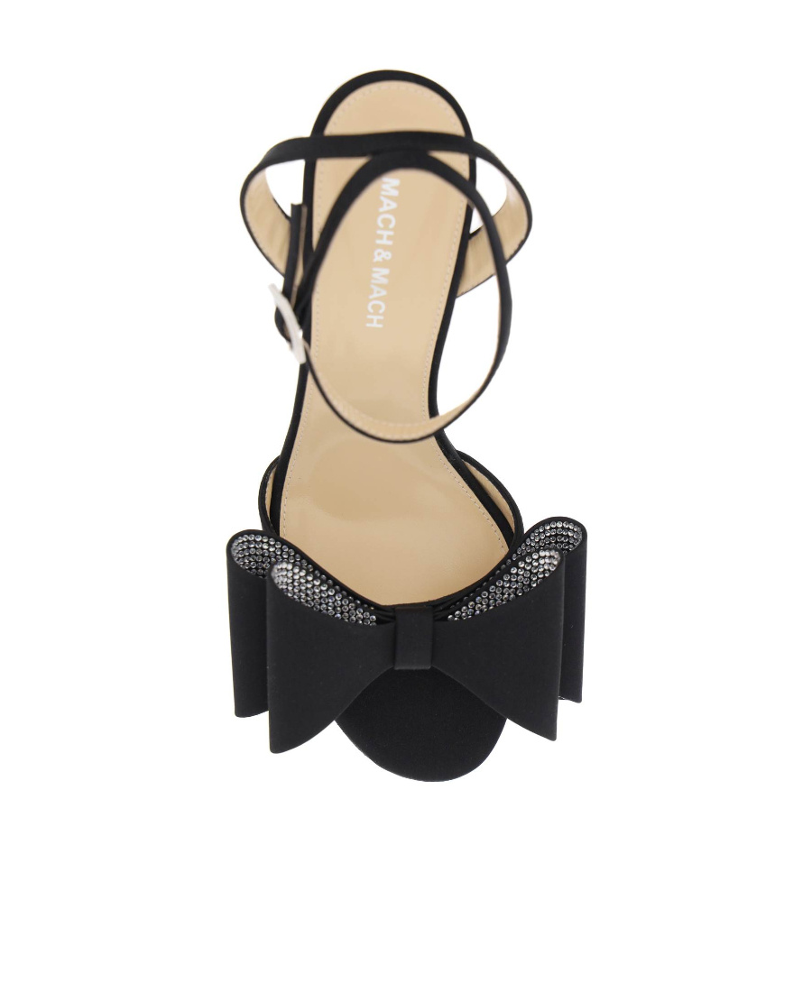 Mach&mach Satin Le Cadeau Sandals With Double Bow In Black