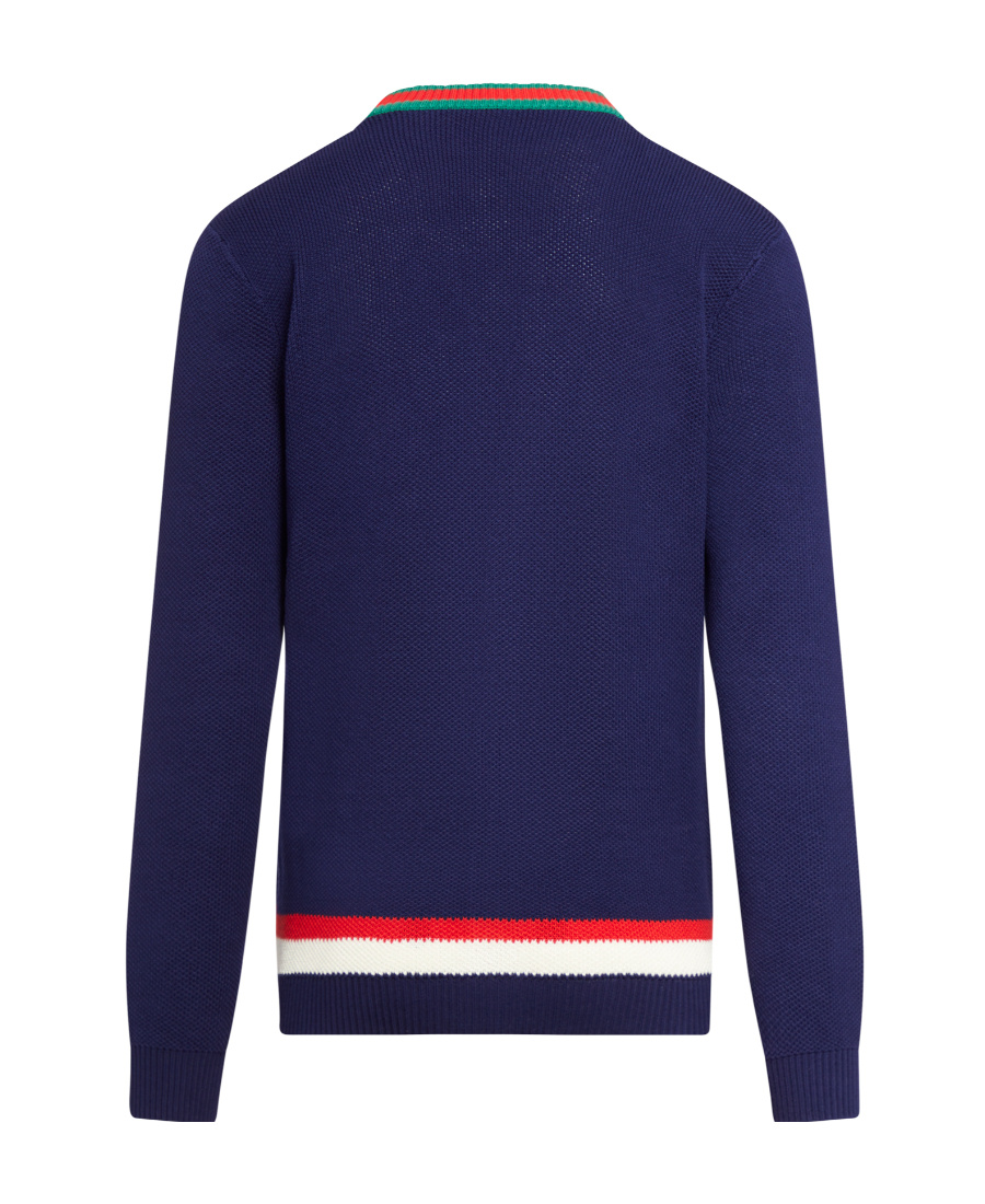 Gucci Web-stripe Button-up Cardigan In Blue