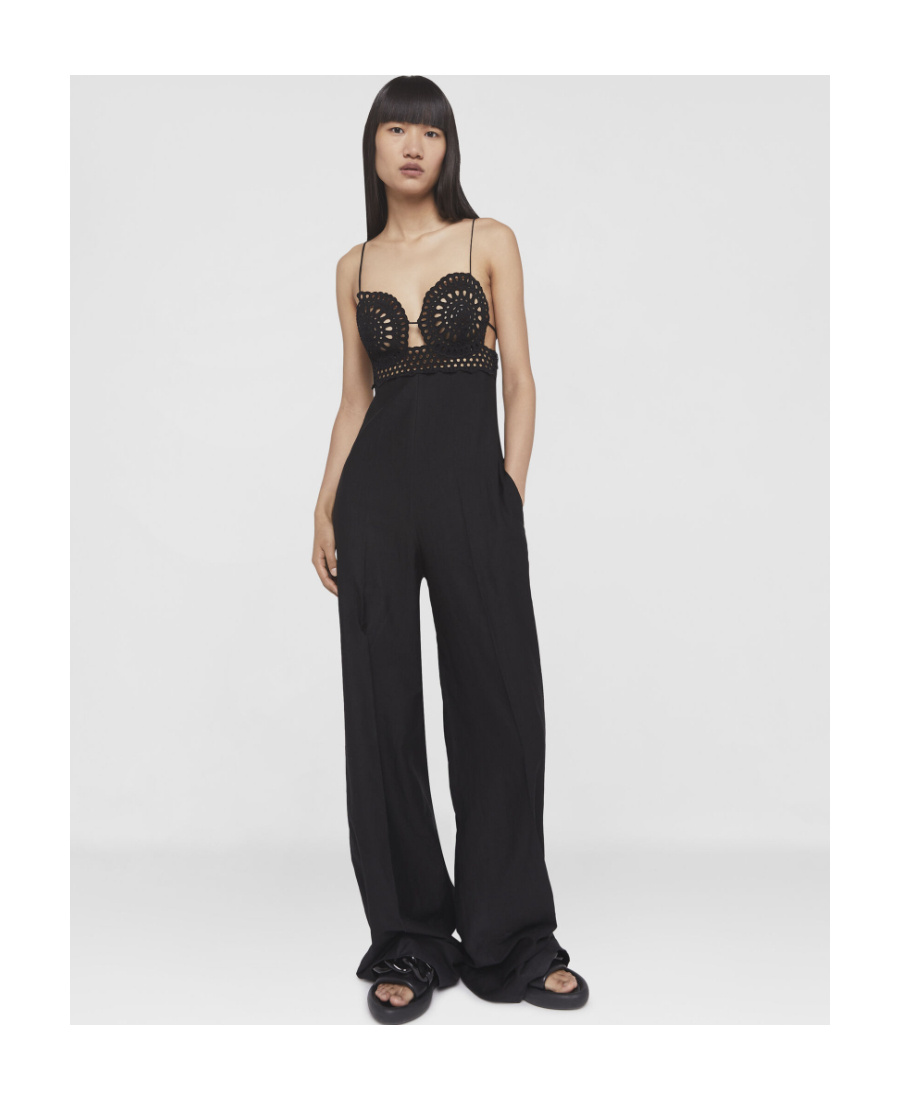Stella Mccartney Broderie Anglaise Bustier Jumpsuit In Black