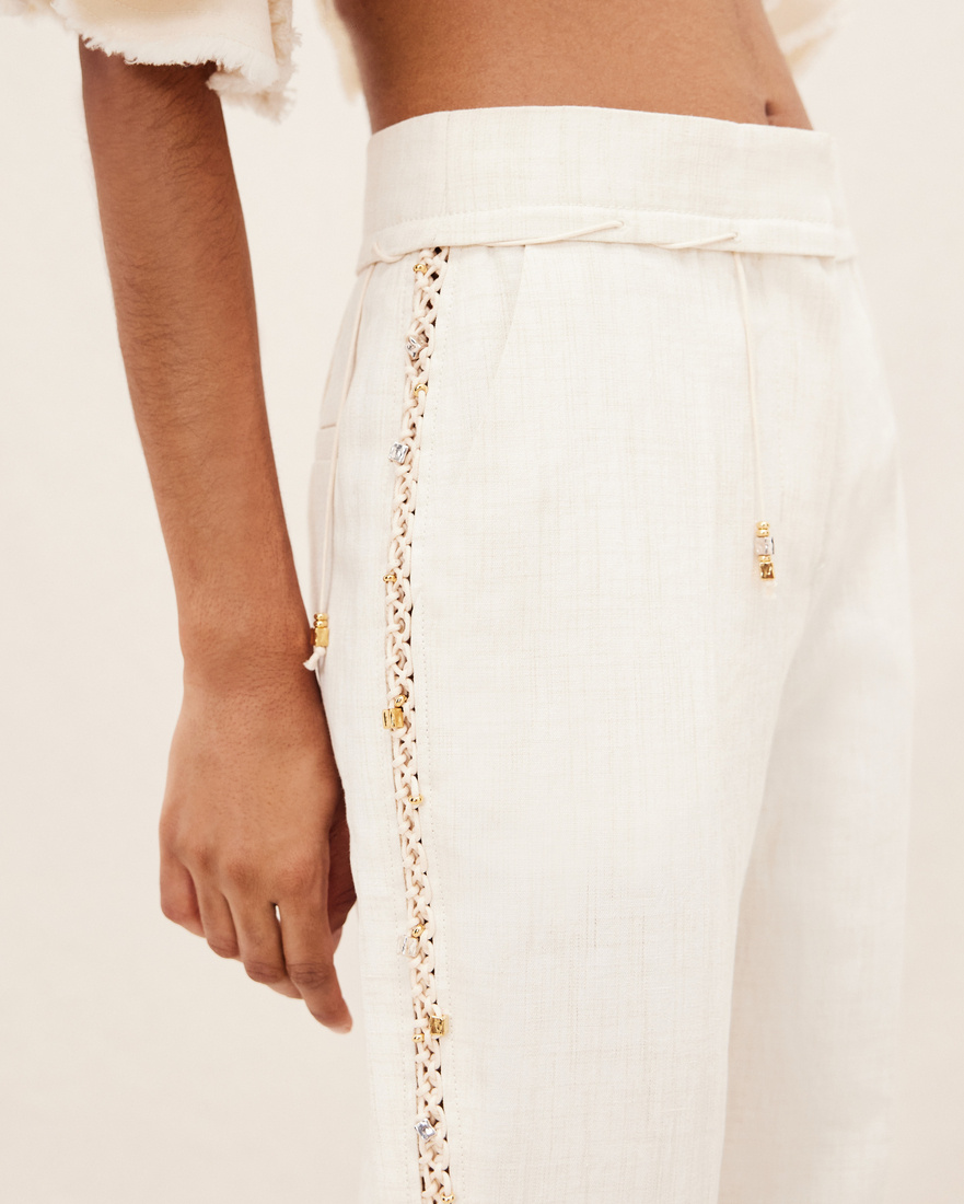 Jacquemus Le Pantalon Tibau Brode Stitched Pants In White