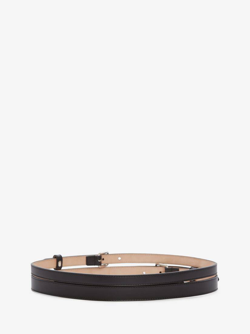Alexander Mcqueen Thin Double Belt In Black