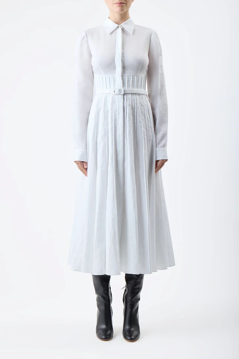 Gabriela Hearst Breton Shirtdress With Slip In Ivory Aloe Linen In White