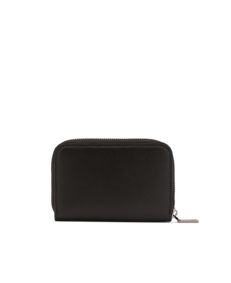 Dolce & Gabbana Logo Plaque Zipped Compact Wallet In Black