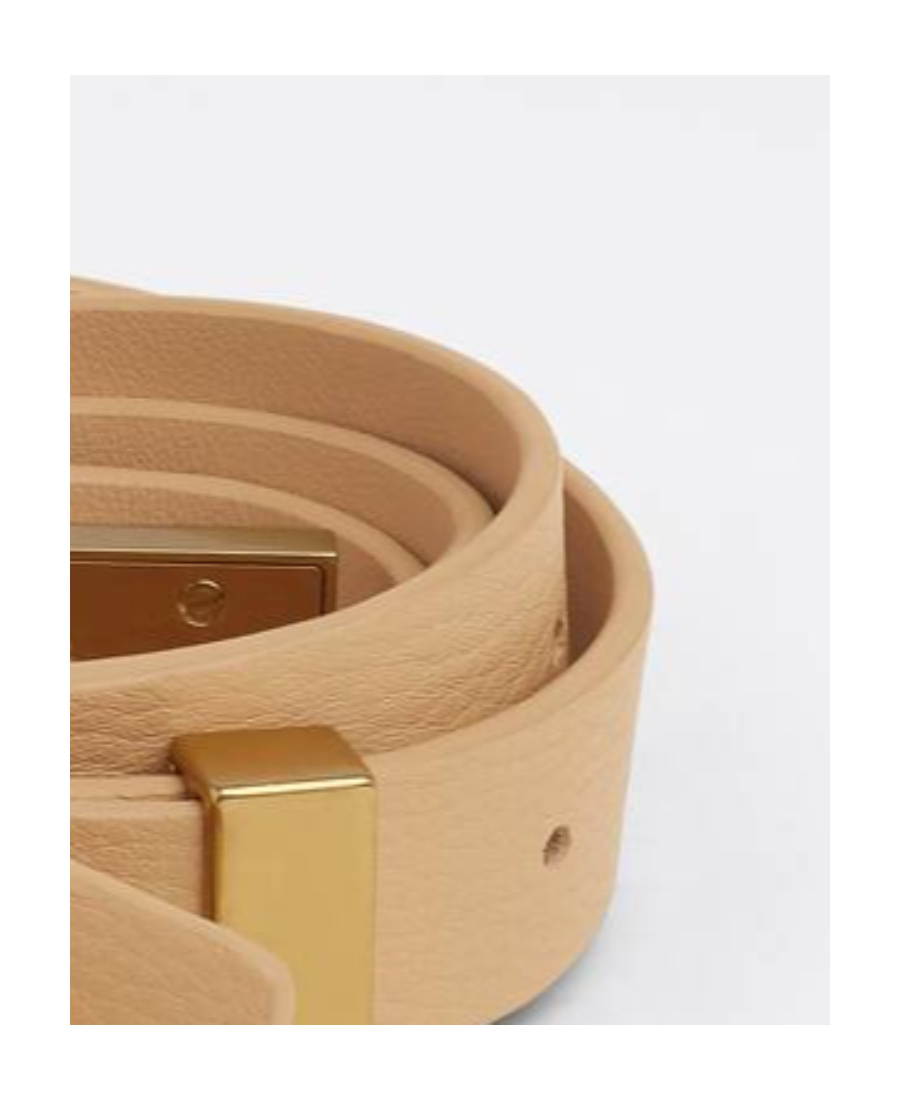 Bottega Veneta Triangle-buckle Leather Belt In Nude