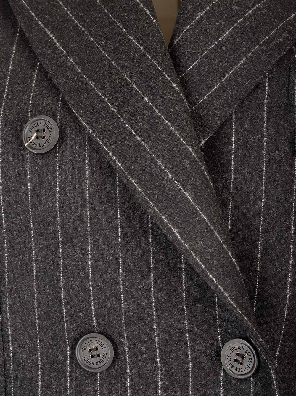 Golden Goose Pinstriped Double-breasted Blazer In Black