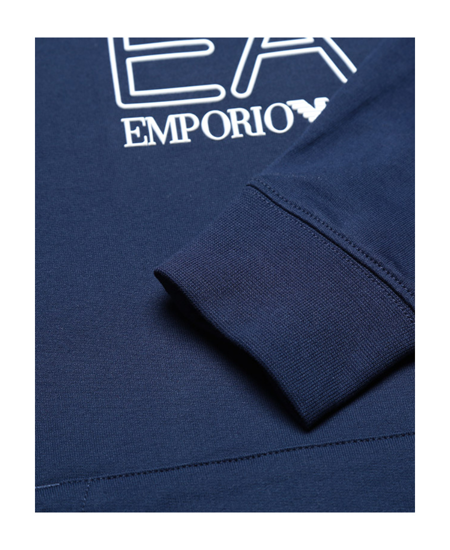 Ea7 Logo Hooded Sweater In Blue