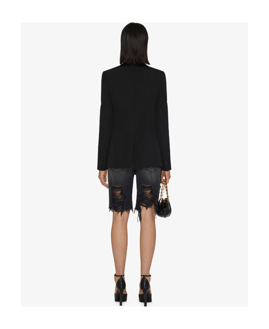 Givenchy Logo-detailed Distressed Denim Shorts In Black
