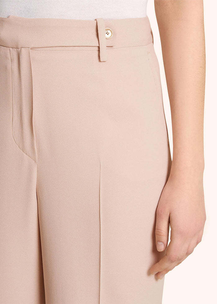 Kiton Satin Trousers Wide Leg Pockets In Nude