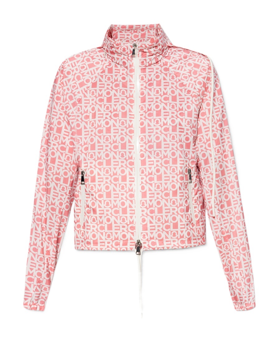 Moncler Logo-print Zip-up Jacket In Pink