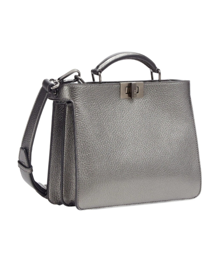 Fendi Peekaboo Metallic Tote Bag In Gray