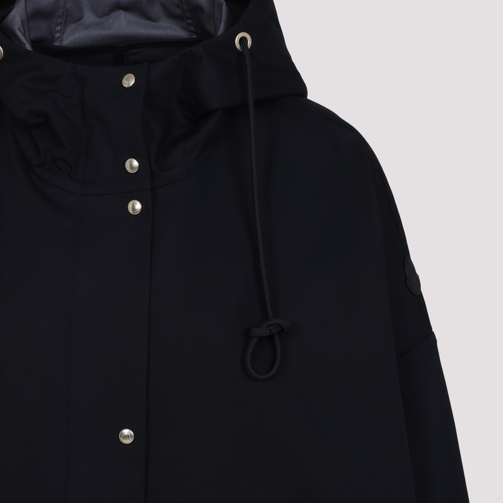 Moncler Relaxed Fit Hooded Jacket With Adjustable Drawstrings In Blue