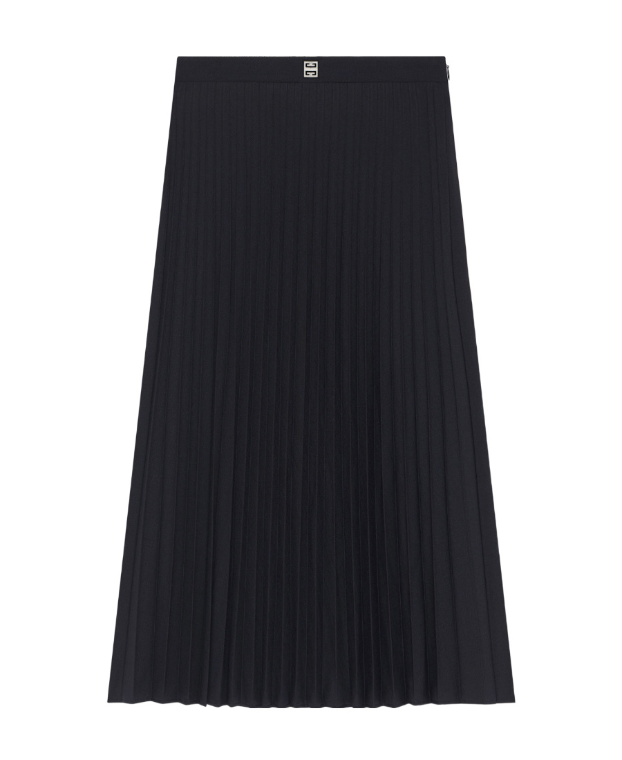 Givenchy Pleated Skirt In Wool With 4 Detail In Black