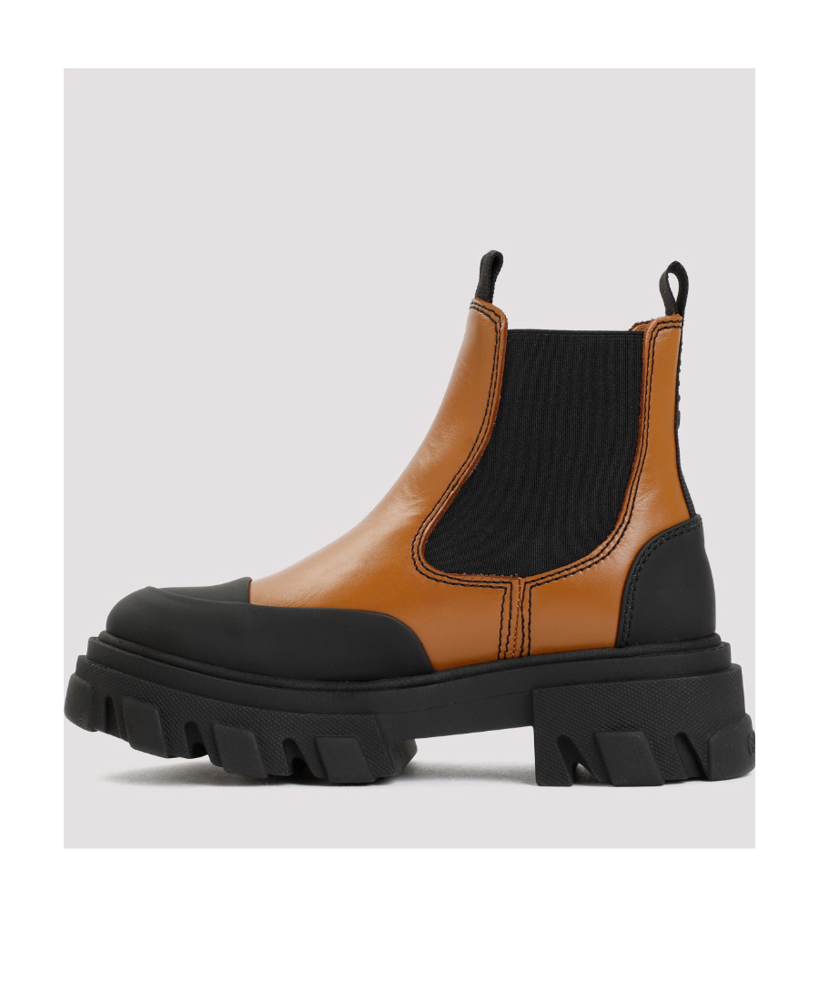 GANNI CLEATED LOW LEATHER CHELSEA BOOTS