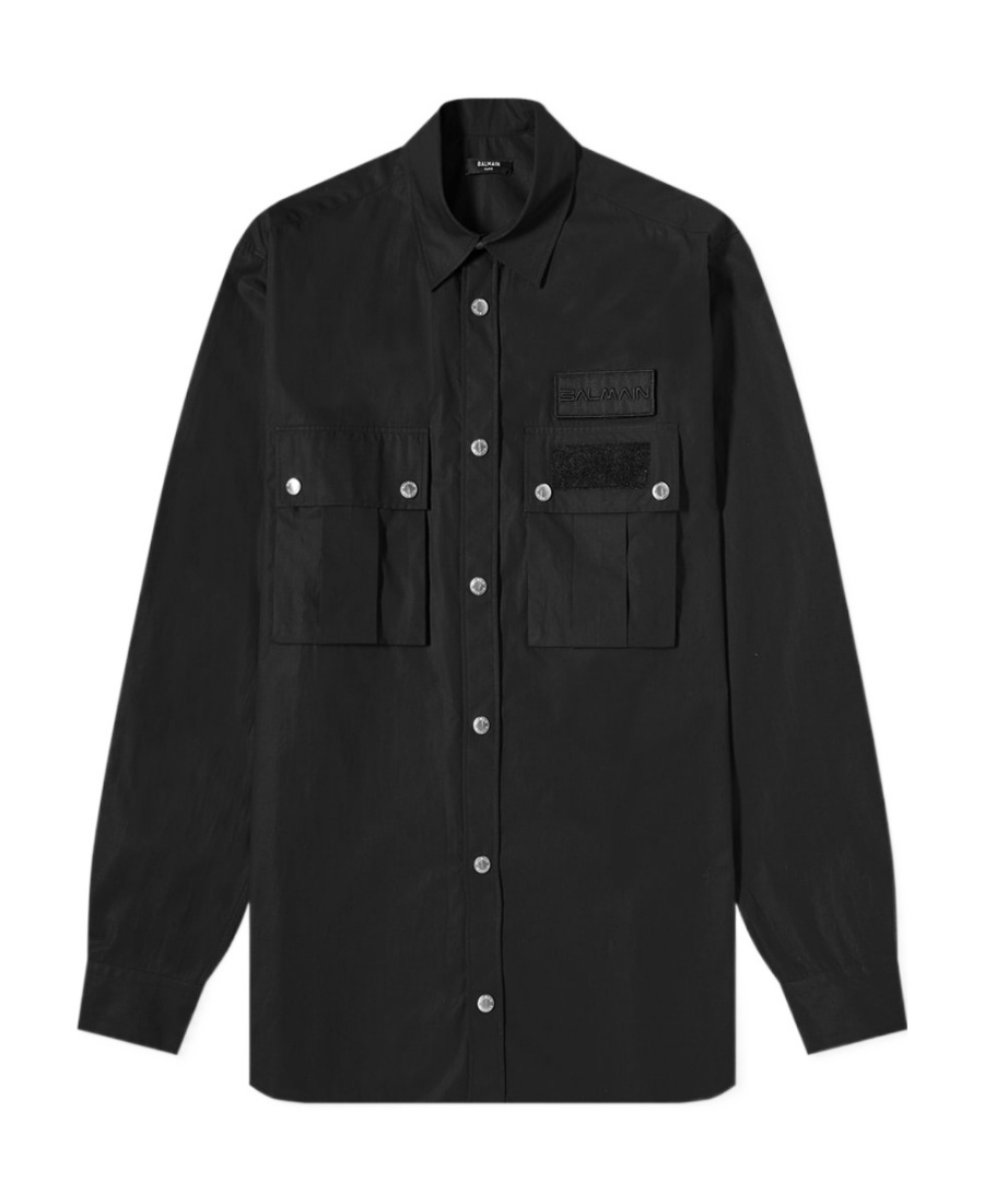 Balmain Long-sleeve Button-up Shirt In Black