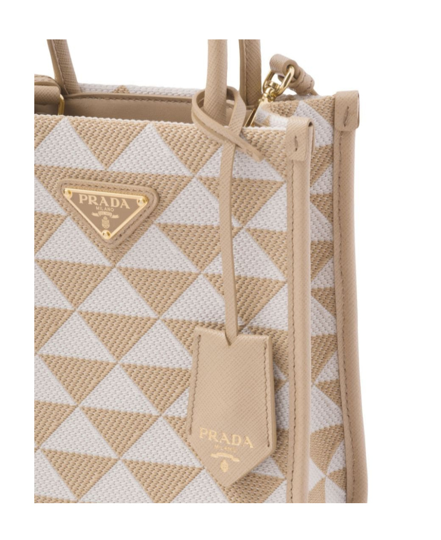 Prada Logo Handbag In Nude