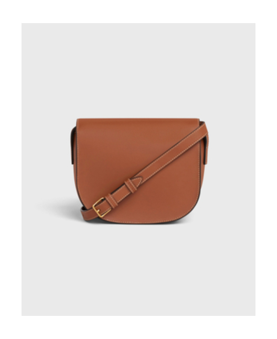 Celine Folco Cuir Triomphe Smooth Cowhide Handbag In Brown