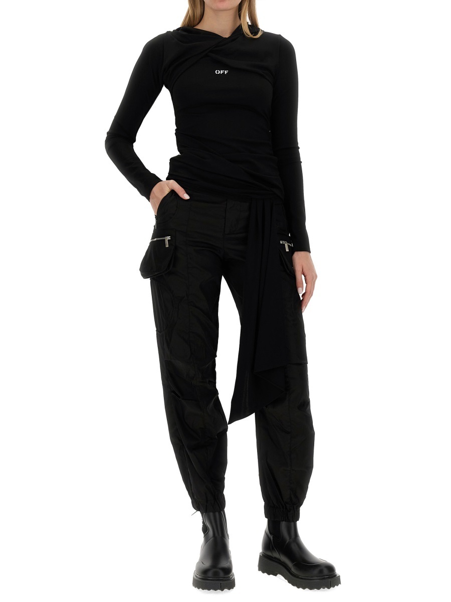Off-white Fluid Jer Twist Hooded Top