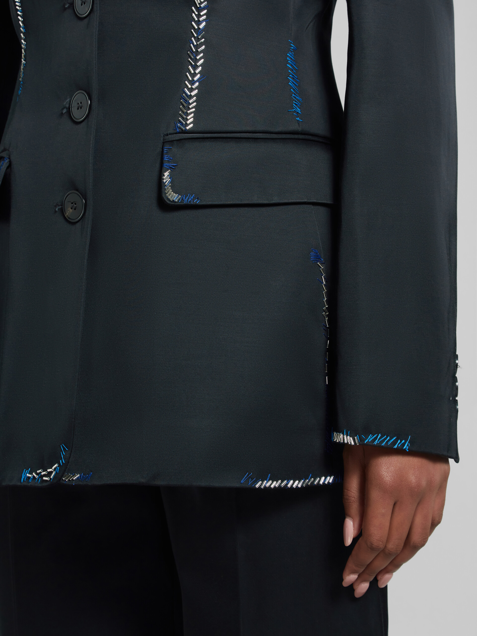 Marni Bead-embellished Single-breasted Blazer In Black