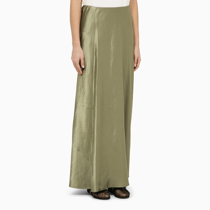 Shop Vince Crinkled-finish Satin Maxi Skirt In Gray