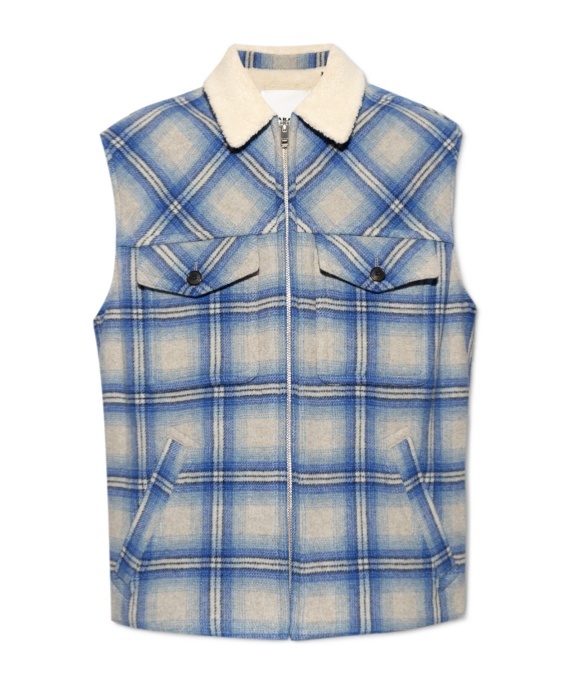 Isabel Marant Kiraneo Plaid-check Gilet In Gray